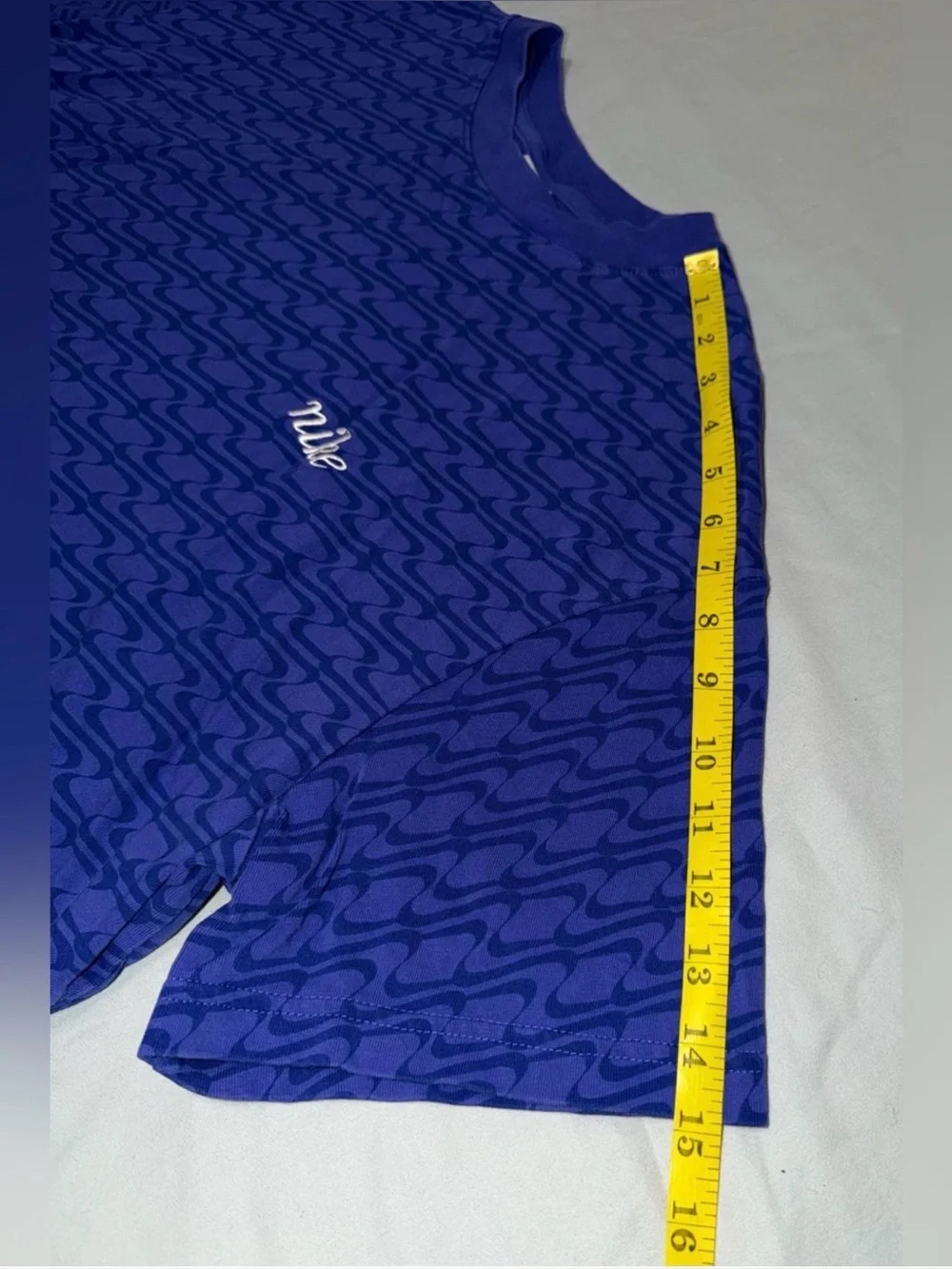 Nike Icon Clash Cropped Tee XL Blue/Purple Allover Print Oversized